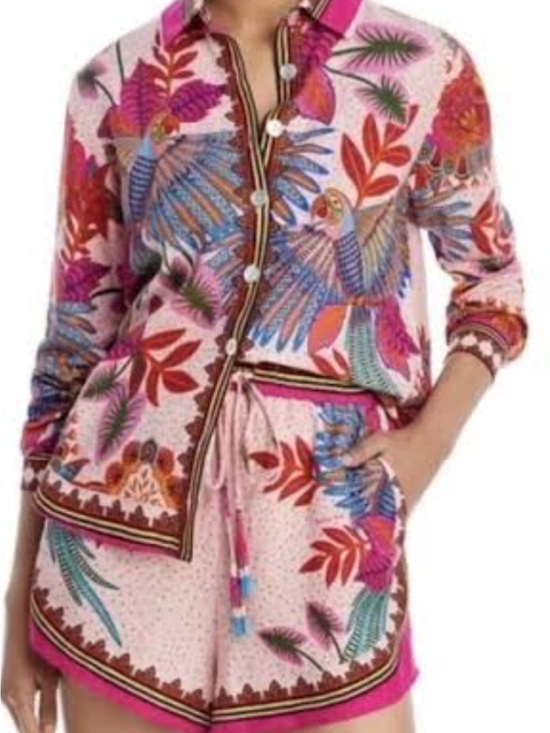 FARM Rio Other - NWOT Farm Rio Macaw Scarf linen shorts set